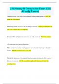 U&period;S History B Cumulative Exam 92&percnt; Already Passed