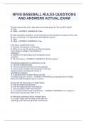 NFHS BASEBALL RULES QUESTIONS  AND ANSWERS ACTUAL EXAM