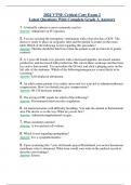 2024 VTNE Critical Care Exam 2 Latest Questions With Complete Grade A Answers