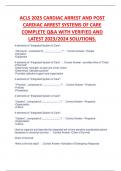 ACLS 2025 CARDIAC ARREST AND POST  CARDIAC ARREST SYSTEMS OF CARE  COMPLETE Q&A WITH VERIFIED AND  LATEST 2023&sol;2024 SOLUTIONS