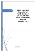 2023 - 2024 Hesi Psych Mental Health Exit Exam (V1, V2, V3) (TB) Study Guide/Brand New Q&A Included!! A+.