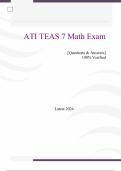 ATI TEAS 7 Math Exam | (Scored A+) Questions & Answers | Latest 2024