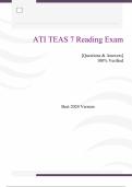 ATI TEAS 7 Reading Exam | (Graded A+) Questions & Answers | 2024 Version