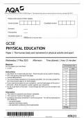 AQA GCSE PHYSICAL EDUCATION Paper 1 The human body and movement in physical activity and sport QP 2023