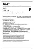 AQA GCSE PANJABI Foundation Tier Paper 1 Listening Test Transcript 2023