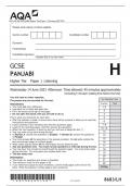 AQA GCSE PANJABI Higher Tier Paper 1 Listening QP 2023