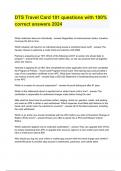 DTS Travel Card 101 questions with 100&percnt; correct answers 2024