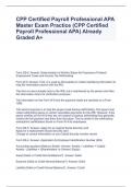CPP Certified Payroll Professional APA Master Exam Practice (CPP Certified Payroll Professional APA) Already Graded A+