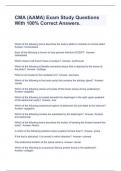 CMA &lpar;AAMA&rpar; Exam Study Questions With 100&percnt; Correct Answers&period;