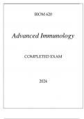 BIOM 620 ADVANCED IMMUNOLOGY COMPLETED EXAM 2024