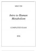 MSCI 530 INTRO TO HUMAN METABOLISM COMPLETED EXAM 2024.