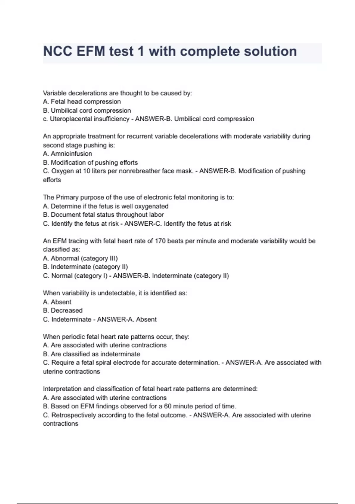 NCC EFM test 1 with complete solution - NCC EFM tst 1 with complete ...