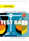 Test Bank For Cengage Advantage Books: Law for Business - 19th - 2017 All Chapters - 9781305654921