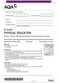 AQA QP 2023 A-level PHYSICAL EDUCATION Paper 1