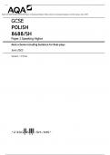 AQA GCSE POLISH 8688/SH Paper 2 Speaking Higher Mark scheme including Guidance for Role-plays June 2023