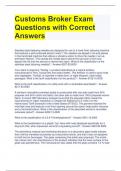 Customs Broker Exam Questions with Correct Answers