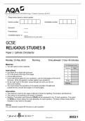 AQA GCSE RELIGIOUS STUDIES B Paper 1 Catholic Christianity QP 2023