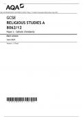 AQA GCSE RELIGIOUS STUDIES A 8062/12 Paper 1: Catholic Christianity Mark scheme June 2023