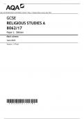 AQA GCSE RELIGIOUS STUDIES A 8062/17 Paper 1: Sikhism Mark scheme June 2023
