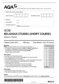 AQA GCSE RELIGIOUS STUDIES (SHORT COURSE) Section 5: Themes QP 2023