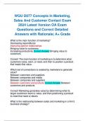 wgu D077 concepts in marketing, sales and customer contact exam 2024 latest version oa exam questions and correct detailed answers with rationale| A+ grade