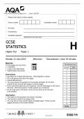 AQA GCSE STATISTICS Higher Tier Paper 1 QP 2023