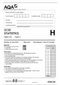 AQA GCSE STATISTICS Higher Tier Paper 2 QP 2023