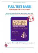Test Banks For Nursing Research Generating and Assessing Evidence for Nursing Practice 11th Edition by Denise Polit & Cheryl Becky, All Chapters Covered 1-33, A+ guide