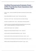 Certified Pennsylvania Evaluator Exam &lpar;CPE&rpar; Final Review Exam Questions And Answers 2024&period;