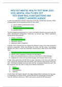 HESI EXIT MENTAL HEALTH TEST BANK 2023-2025 &sol;MENTAL HEALTH HESI EXIT  TEST BANK REAL EXAM QUESTIONS AND CORRECT ANSWERS&vert;AGRADE 
