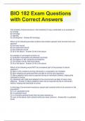 BIO 182 Exam Questions with Correct Answers
