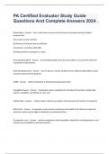 PA Certified Evaluator Study Guide Questions And Complete Answers 2024 &period;
