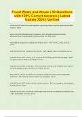 Fraud&comma; Waste&comma; and Abuse for 2024 &vert; Questions  with 100&percnt; Correct Answers &vert; Latest Update 2024  &vert; Verified