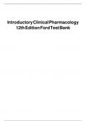 Test Bank For Introductory Clinical Pharmacology 12th Edition by Ford 