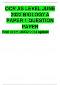 OCR AS LEVEL JUNE 2022 BIOLOGYA PAPER 1 QUESTION PAPER Real exam 20232/2024 update