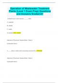 Operation of Wastewater Treatment Plants (Level 1 Exam Prep) Questions and Answers Graded A+