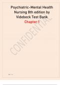 Psychiatric-Mental Health Nursing 8th edition by Videbeck Test Bank chapter 1