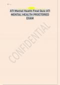 ATI Mental Health Final Quiz ATI MENTAL HEALTH PROCTORED EXAM.