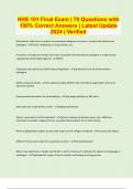 HHS 101 Final Exam &vert; 70 Questions with  100&percnt; Correct Answers &vert; Latest Update  2024 &vert; Verified