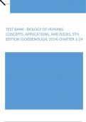 Test Bank - Biology of Humans Concepts&comma; Applications&comma; and Issues&comma; 5th Edition &lpar;Goodenough&comma; 2014&rpar; Chapter 1-24
