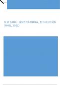 Test Bank - Biopsychology, 11th Edition (Pinel, 2021)