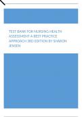 Test Bank For Nursing Health Assessment A Best Practice Approach 3rd Edition by Sharon Jensen