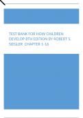 Test Bank For How Children Develop 8th Edition by Robert S. Siegler Chapter 1-16