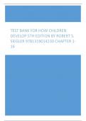 Test Bank For How Children Develop 5th Edition by Robert S. Siegler Chapter 1-16