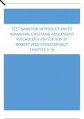 Test Bank For Introduction to Abnormal Child and Adolescent Psychology 4th Edition by Robert Weis Chapter 1-16