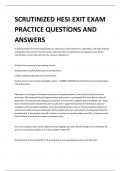 SCRUTINIZED HESI  EXIT EXAM PRACTICE QUESTIONS AND ANSWERS 