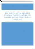 Test Bank For Kaplan & Sadock’s Synopsis of Psychiatry 12th Edition by Robert Boland, Marica Verdiun, Pedro Ruiz