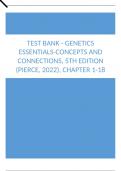 Test Bank - Genetics Essentials-Concepts and Connections, 5th Edition (Pierce, 2022), Chapter 1-18