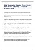 PJM Markets Certification Exam &lpar;Market Settlements 101 PPs&rpar; Questions & Answers 2024