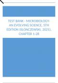 Test Bank - Microbiology-An Evolving Science, 5th Edition (Slonczewski, 2021), Chapter 1-28.